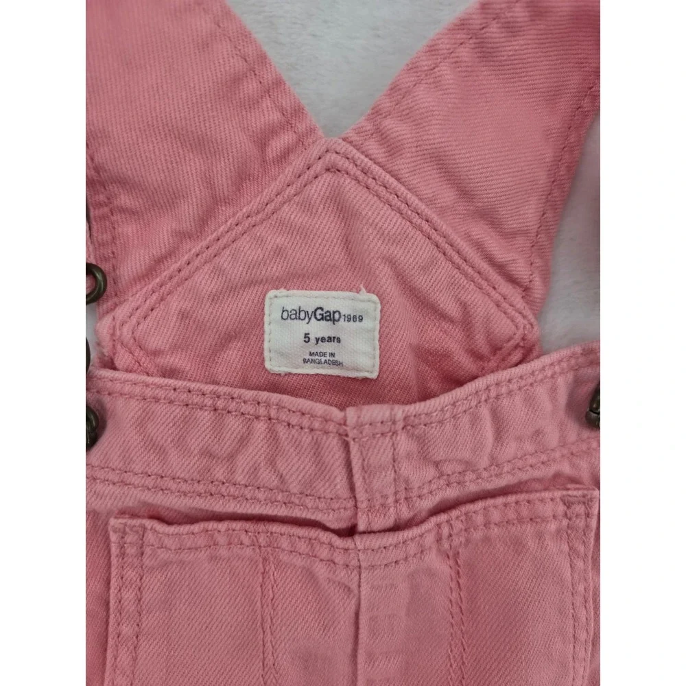 Baby Gap 1989 Girls Pink Denim Shortalls Overalls Size 5 Years Kidcore Pastel